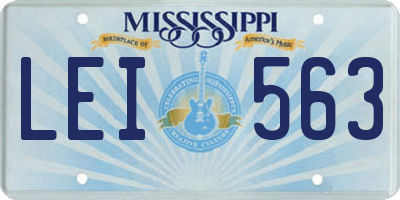 MS license plate LEI563