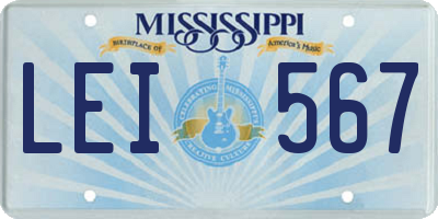 MS license plate LEI567