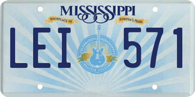 MS license plate LEI571