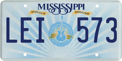MS license plate LEI573