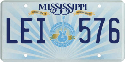 MS license plate LEI576