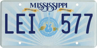 MS license plate LEI577