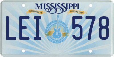 MS license plate LEI578