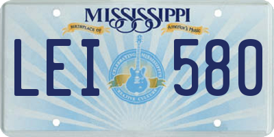 MS license plate LEI580
