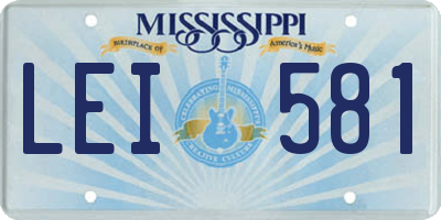 MS license plate LEI581