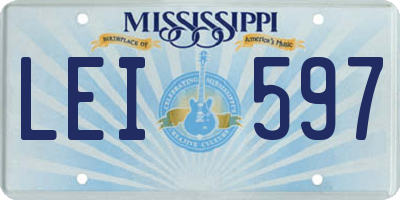 MS license plate LEI597