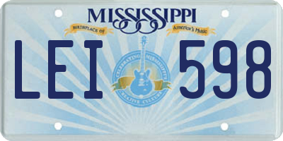 MS license plate LEI598