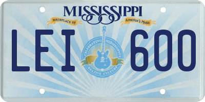 MS license plate LEI600