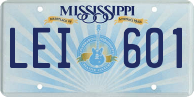 MS license plate LEI601