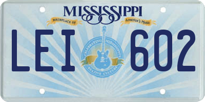 MS license plate LEI602