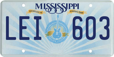 MS license plate LEI603