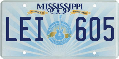 MS license plate LEI605