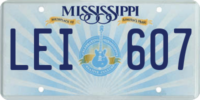 MS license plate LEI607