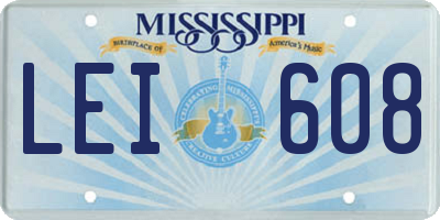 MS license plate LEI608
