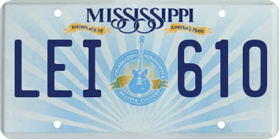 MS license plate LEI610
