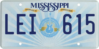 MS license plate LEI615