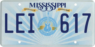 MS license plate LEI617
