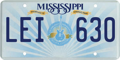 MS license plate LEI630