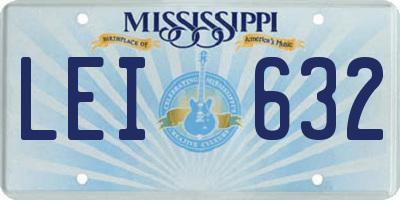 MS license plate LEI632