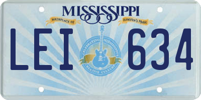 MS license plate LEI634