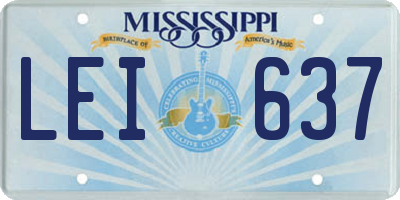MS license plate LEI637