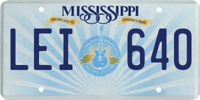 MS license plate LEI640