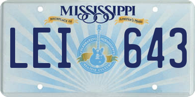 MS license plate LEI643