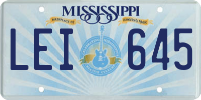 MS license plate LEI645