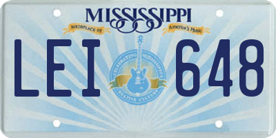 MS license plate LEI648
