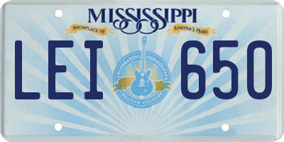 MS license plate LEI650