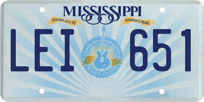 MS license plate LEI651