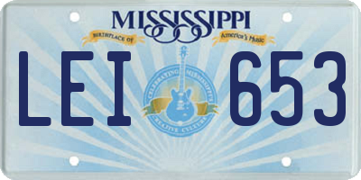 MS license plate LEI653