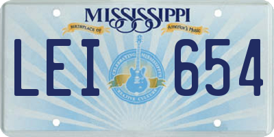 MS license plate LEI654