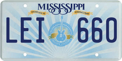 MS license plate LEI660