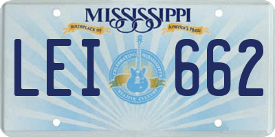 MS license plate LEI662