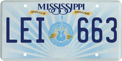 MS license plate LEI663