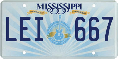 MS license plate LEI667