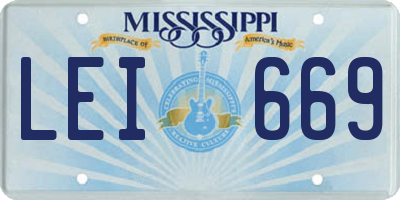 MS license plate LEI669