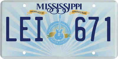 MS license plate LEI671
