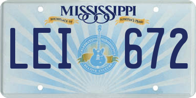 MS license plate LEI672