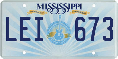 MS license plate LEI673