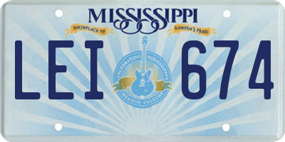 MS license plate LEI674