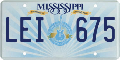 MS license plate LEI675