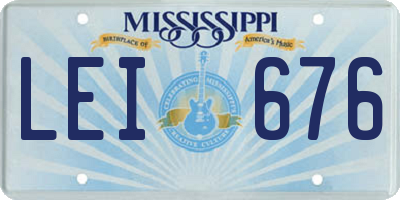 MS license plate LEI676