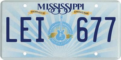 MS license plate LEI677