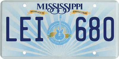 MS license plate LEI680