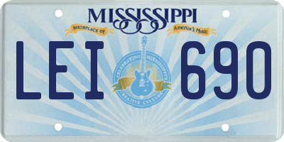 MS license plate LEI690