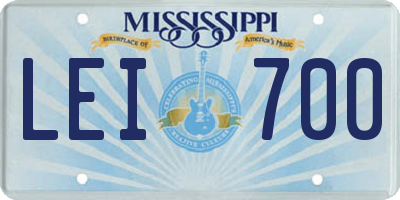 MS license plate LEI700
