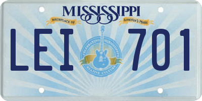 MS license plate LEI701