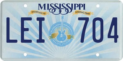 MS license plate LEI704